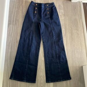 Boden sailor wide leg jeans women size 8 petite button high rise